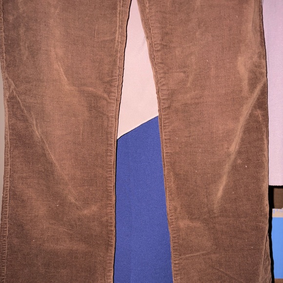 Corduroy Stylish Brown Straight Leg Trousers for Women by I.E. Relaxed - Picture 4 of 7